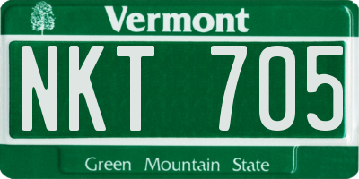 VT license plate NKT705
