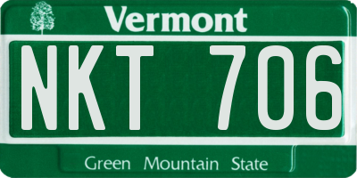 VT license plate NKT706
