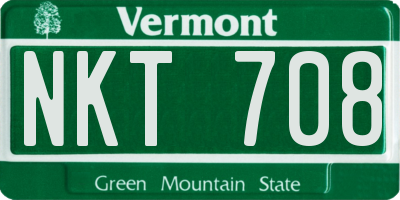 VT license plate NKT708