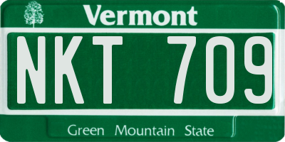 VT license plate NKT709