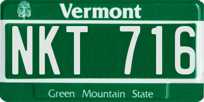 VT license plate NKT716