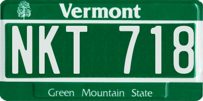 VT license plate NKT718