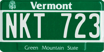 VT license plate NKT723