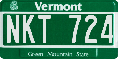 VT license plate NKT724