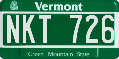 VT license plate NKT726