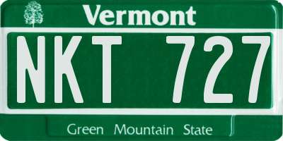 VT license plate NKT727