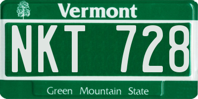 VT license plate NKT728