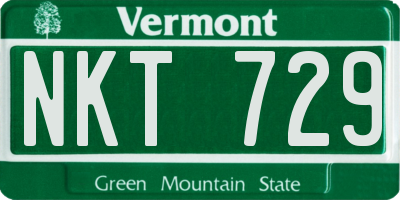 VT license plate NKT729
