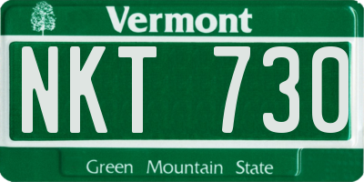 VT license plate NKT730