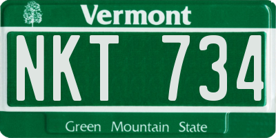VT license plate NKT734