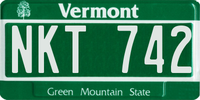 VT license plate NKT742