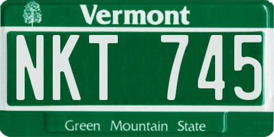 VT license plate NKT745