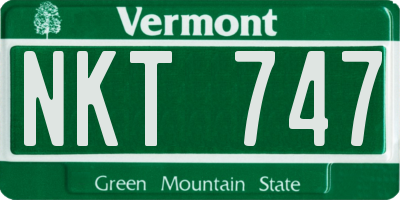 VT license plate NKT747