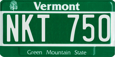 VT license plate NKT750