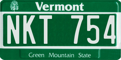 VT license plate NKT754