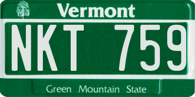 VT license plate NKT759