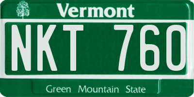 VT license plate NKT760
