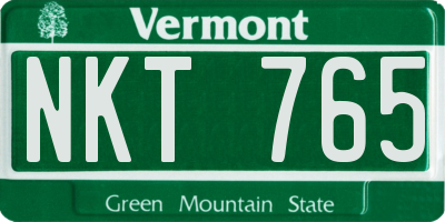 VT license plate NKT765