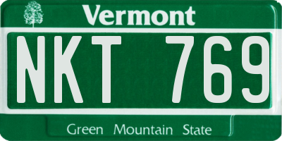 VT license plate NKT769