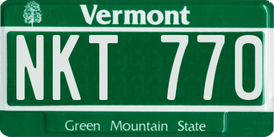VT license plate NKT770
