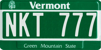 VT license plate NKT777
