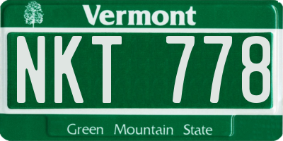 VT license plate NKT778