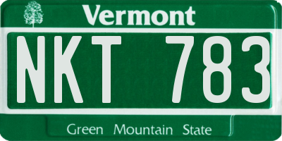 VT license plate NKT783