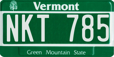 VT license plate NKT785