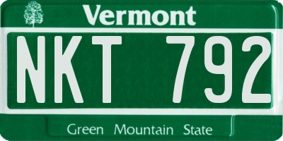 VT license plate NKT792