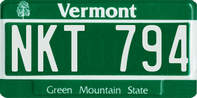 VT license plate NKT794