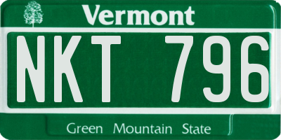 VT license plate NKT796