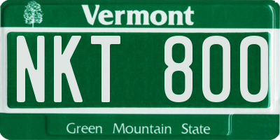 VT license plate NKT800