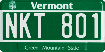 VT license plate NKT801