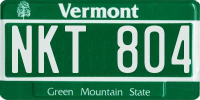 VT license plate NKT804