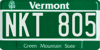 VT license plate NKT805