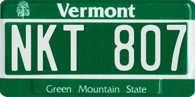 VT license plate NKT807