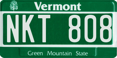 VT license plate NKT808