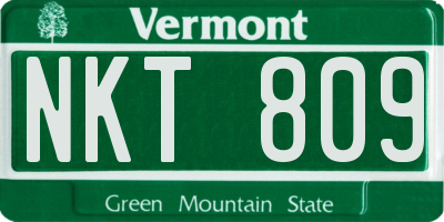 VT license plate NKT809