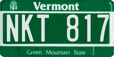 VT license plate NKT817