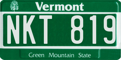 VT license plate NKT819
