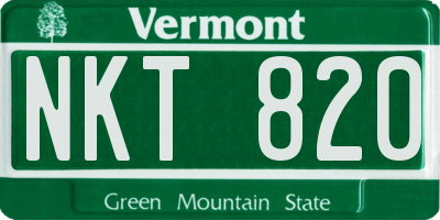 VT license plate NKT820