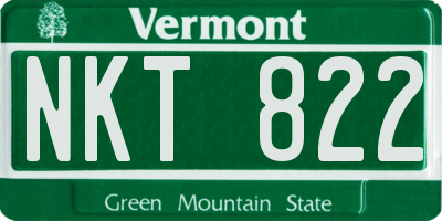 VT license plate NKT822