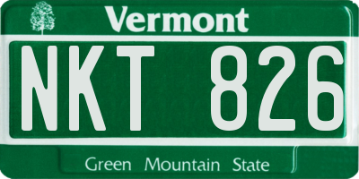 VT license plate NKT826