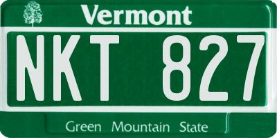 VT license plate NKT827