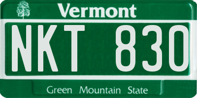 VT license plate NKT830