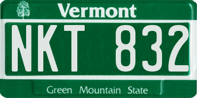 VT license plate NKT832