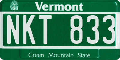 VT license plate NKT833