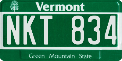 VT license plate NKT834