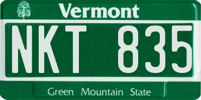 VT license plate NKT835