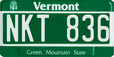 VT license plate NKT836